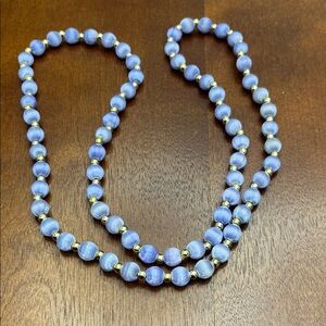 Elegant Blue and Gold Beaded Necklace